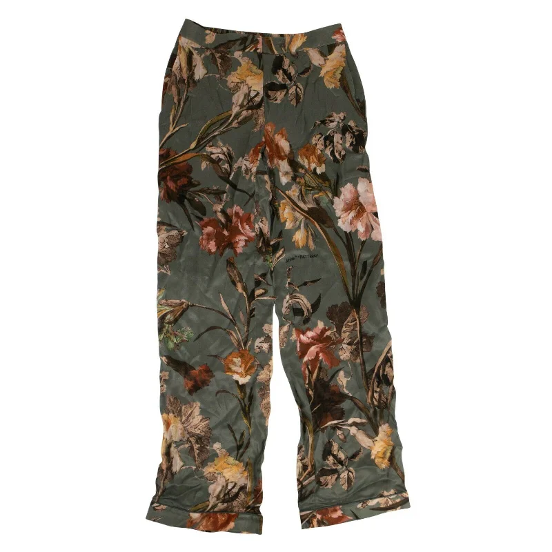 Tailored tight trousers for men with sharp crease and polished look -Green Floral Flared Pants