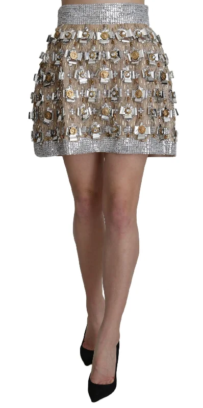 Tiered Dresses for Voluminous -Dolce & Gabbana  Embellished High Waist Mini Women's Skirt