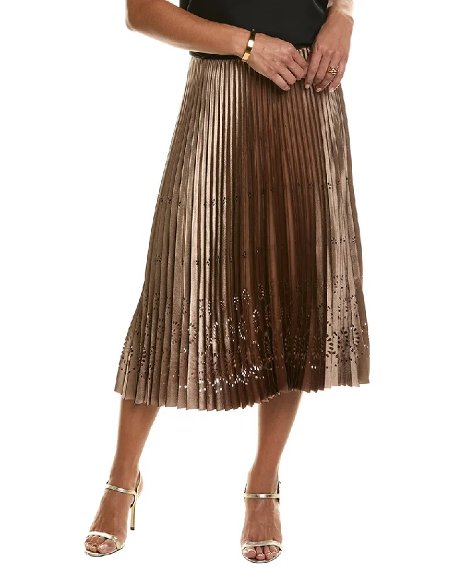 Modern Dresses for Trendy -Elie Tahari Lasercut Satin Pleated Skirt