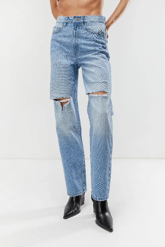 Wrap Skirt Jeans for Versatile -RELAXED RIPPED JEANS