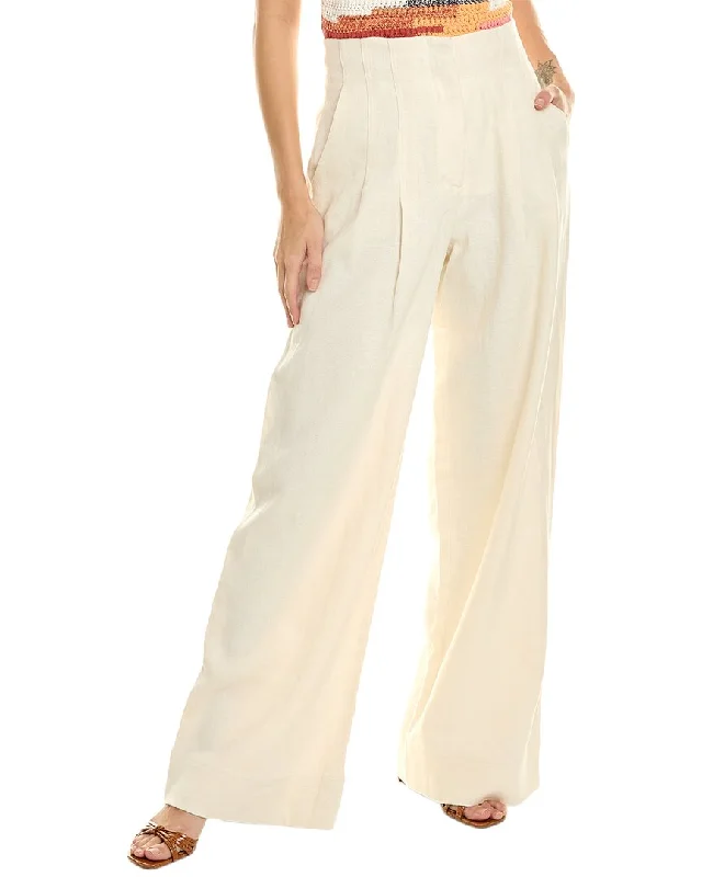 Tight trousers for women with vertical stripes and slimming effect for a sleek look -A.L.C. Bennett Linen-Blend Pant