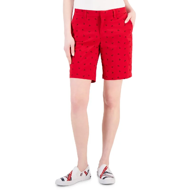 High-rise shorts for women with soft fabrics for a comfortable, stylish fit-Tommy Hilfiger Womens Printed Midi Bermuda Shorts