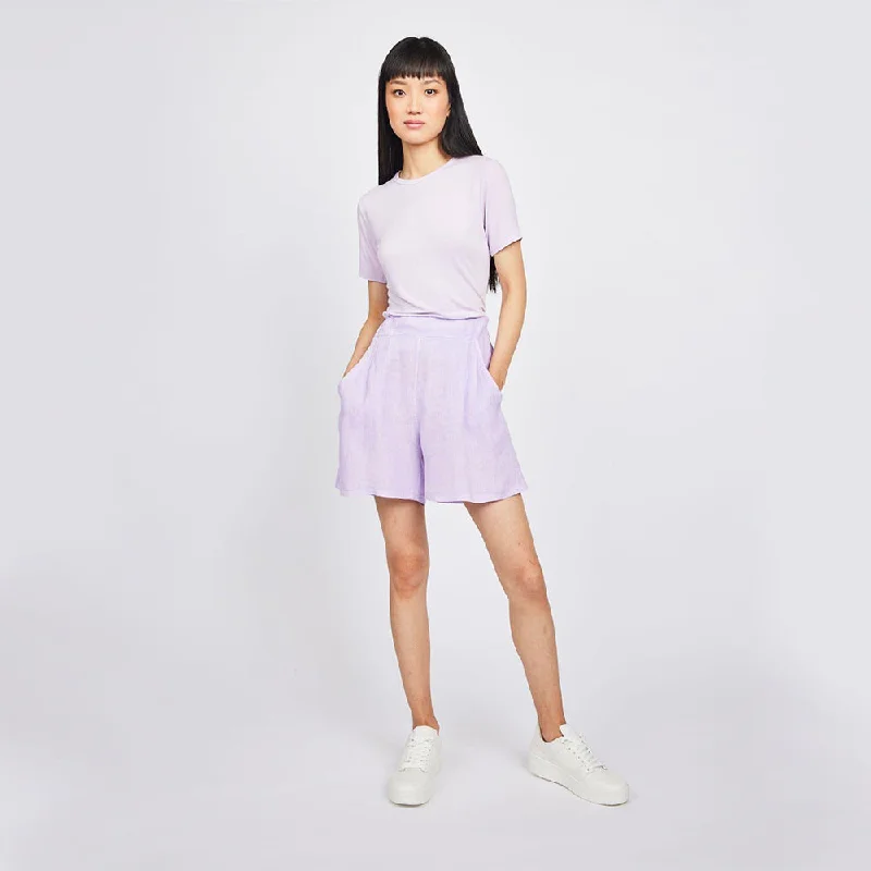 Classic denim shorts for women with frayed edges and a casual vibe-Linen Shorts (Lilac)