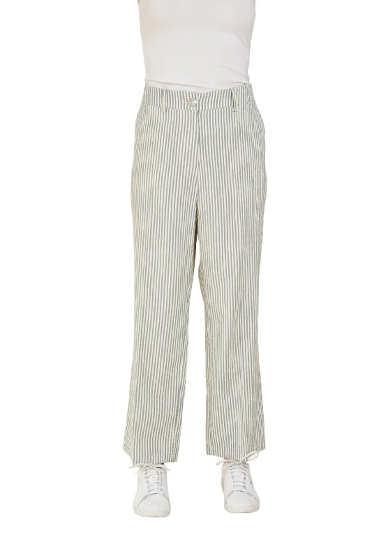 High-waisted tight trousers for women with slimming silhouette and smooth fit -Seersucker Pant In Blue/white