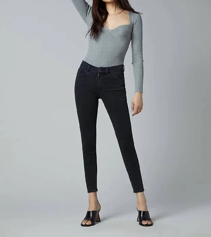 Stretch-fit tight trousers for women with all-over fit and body-hugging silhouette -Florence Skinny: Mid Rise Instasculpt Ankle In Eclipse (Ultimate)