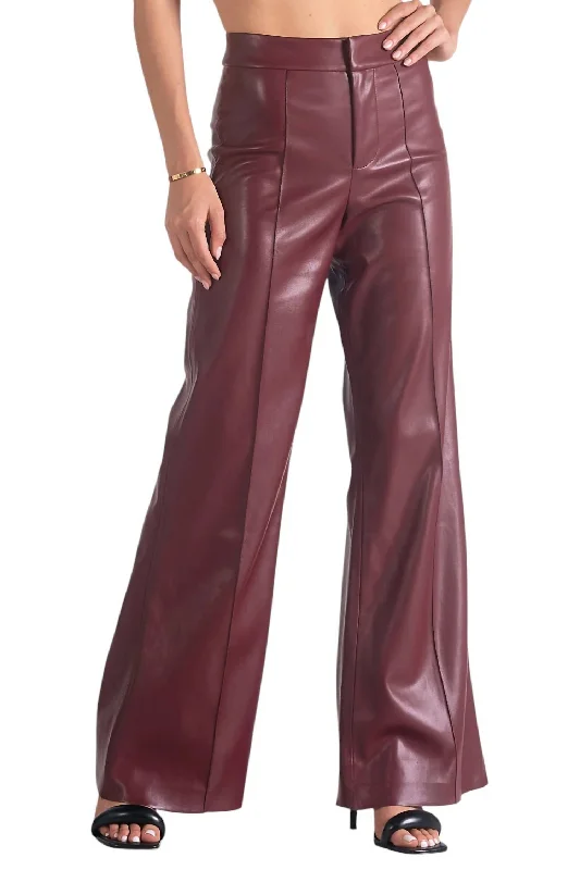 Comfortable tight trousers for women with soft cotton fabric and stretch -High Waist Flare Pant In Burgundy