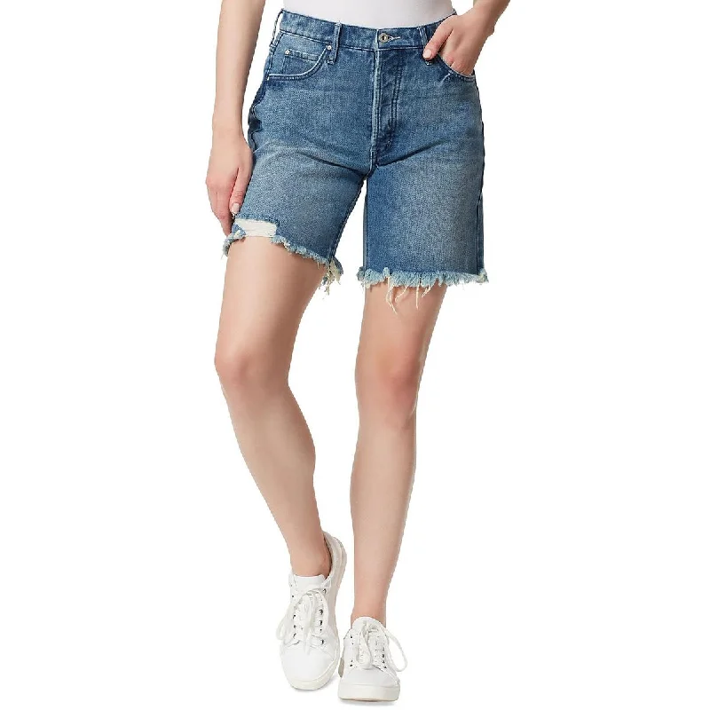 Lightweight linen shorts for women with relaxed fit and breathable materials-Jessica Simpson Womens Faded Low-Rise Denim Shorts