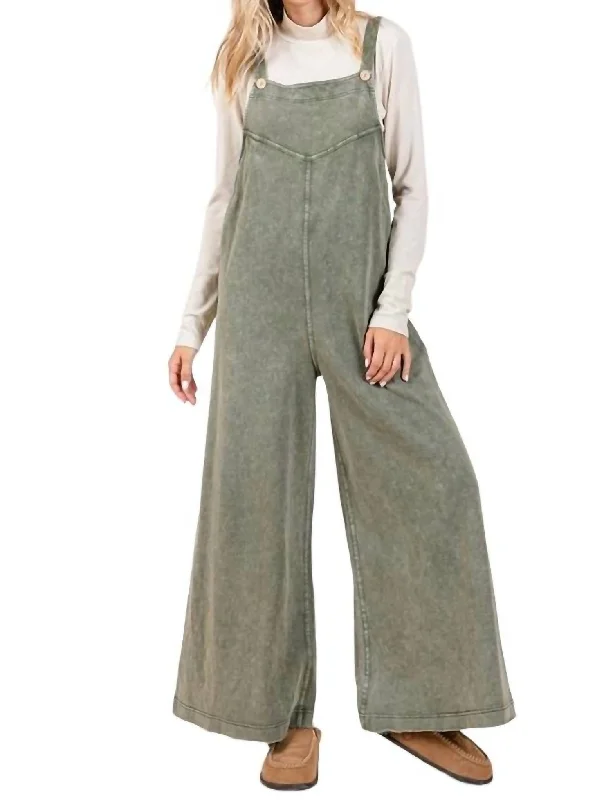 Bright colored tight trousers for women with striking hues for bold statement -Mcbee Overalls In Olive