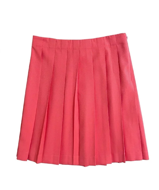 Beaded Dresses for Glamour -Women's Above Knee A-Line Pleated Skirt In Pink