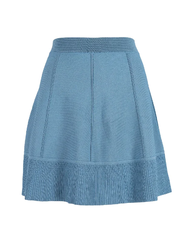 Valentine's Day Dresses for Romance -Sandro Paris Knitted Flared Skirt in Blue Viscose