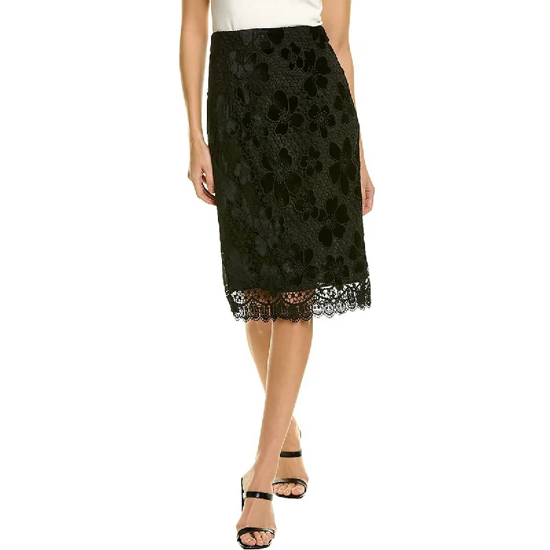 Work Dresses for Professional -Womens Lace Floral Velvet Pencil Skirt