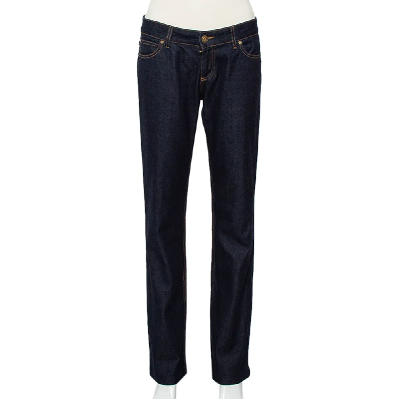 Business casual tight trousers for men with sleek design and refined finish -Gucci Navy Blue Denim