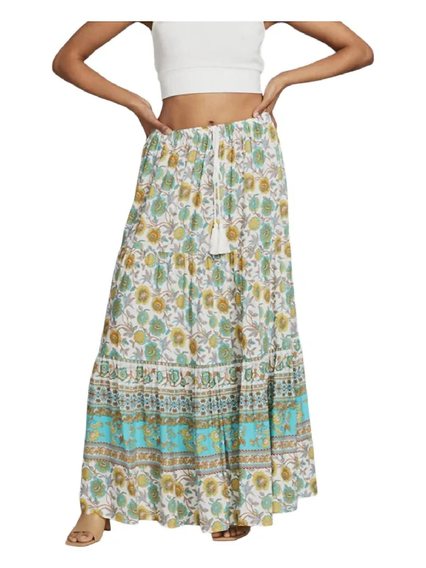 Shift Dresses for Simple Look -Printed Maxi Skirt In Green Multi