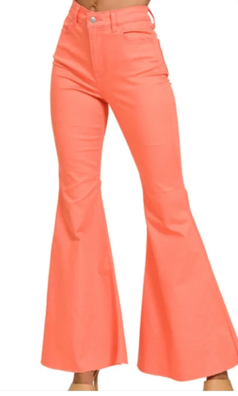 Soft fabric tight trousers for women with breathable material for year-round wear -Bell Bottoms Pant In Coral