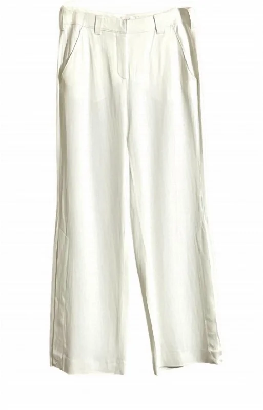 Stretch skinny tight trousers for women with full-length design and modern flair -Women's Miles Wide Leg Split Hem High Rise Pants In White