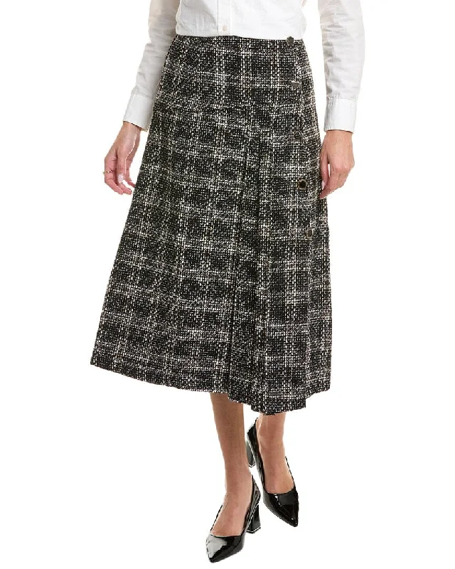 Pencil Dresses for Slimming -YAL New York Plaid Button A-Line Skirt