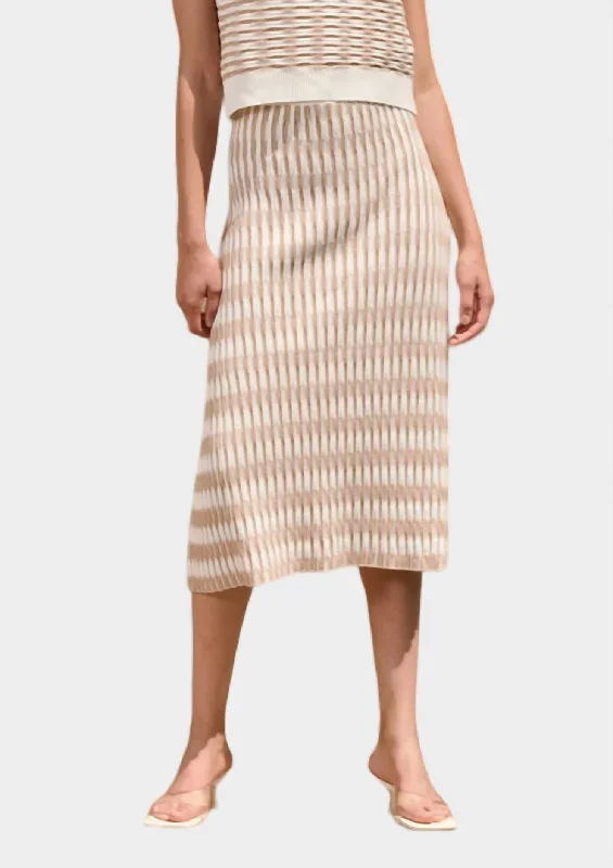 White Dresses for Pure Look -Newport Knit Skirt In Beige/white