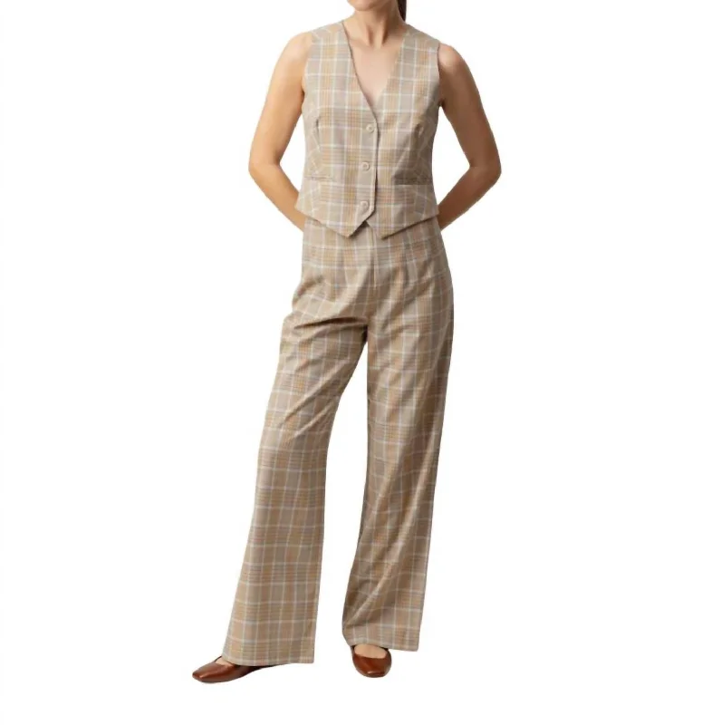 Elegant tight trousers for women with high-quality wool fabric for refined look -Iliana Pants In Taviara Plaid