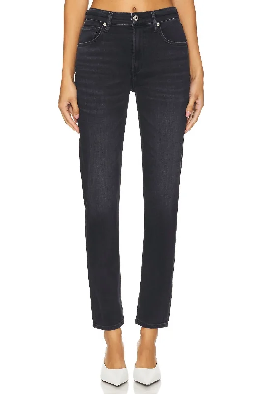 All-black tight trousers for women with simple, chic design for formal occasions -Isola Slim In In Medallion