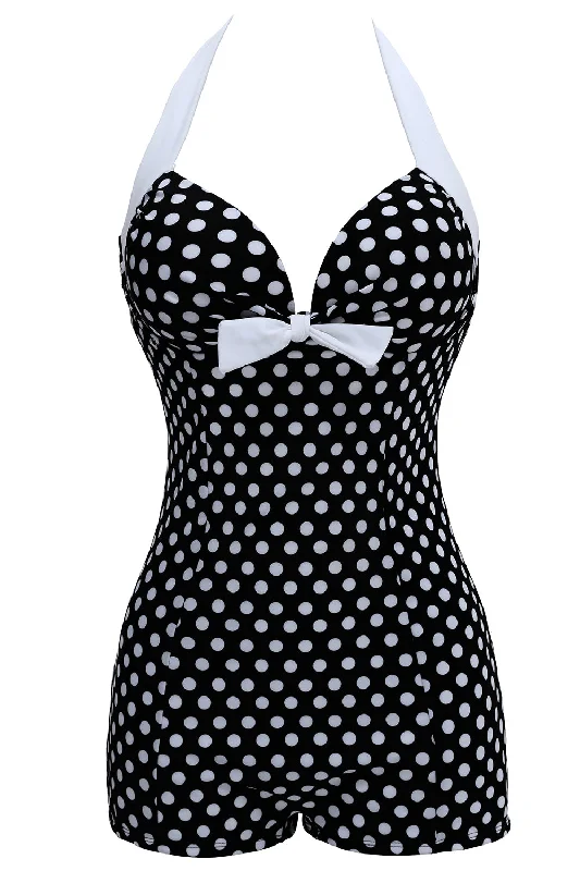 Plus Size Black and White Polka Dots Swimwear Shorts