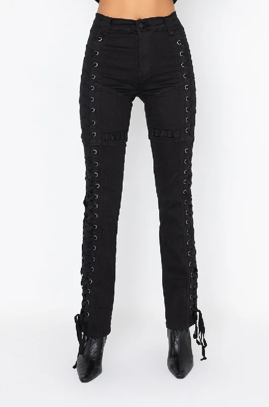 Dance Jeans for Movement -ALL AROUND ME LACE UP STRAIGHT JEANS