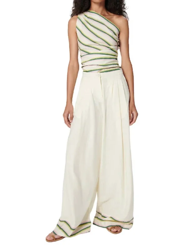 Comfortable tight trousers for women with soft cotton fabric and stretch -Okra Pants In Eden Cream