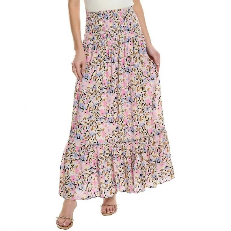 Long-sleeved Dresses for Coverage -Davi Convertible Floral Maxi Skirt In Pink Multi