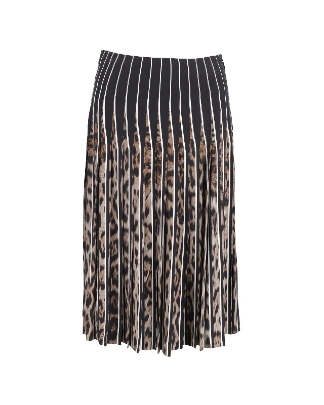 Tiered Dresses for Voluminous -Roberto Cavalli Pleated Leopard Print Skirt in Animal Print Silk