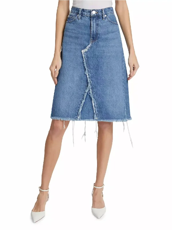 Short-sleeved Dresses for Summer -Deconstructed Denim Midi Skirt In Mabel