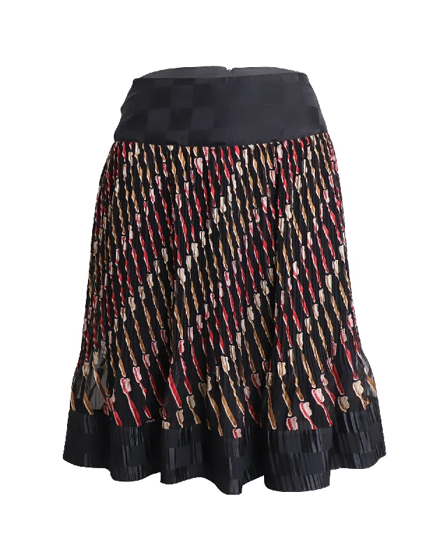 Patchwork Dresses for Bohemian -Anna Sui Printed Knee Length Skirt in Multicolor Silk