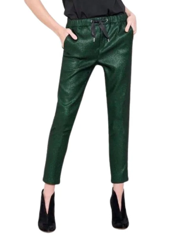 Skinny tight trousers for women with ankle-length and flattering cut -Women Faustine Trouser In Shiny Green