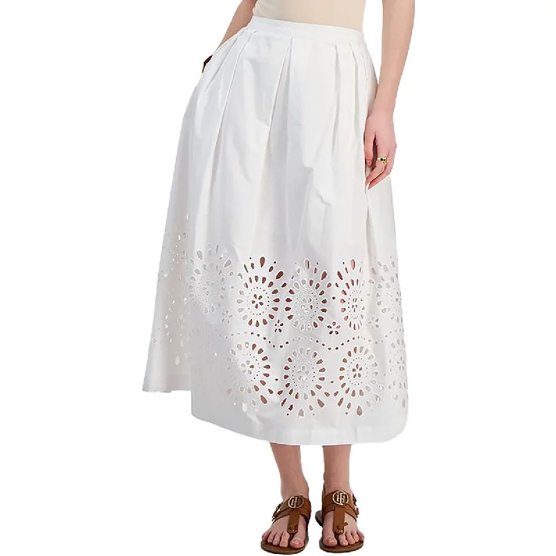 Capri Dresses for Playful -Womens Embroidered Pleated A-Line Skirt