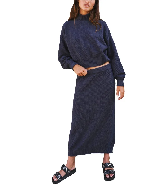 Purple Dresses for Royalty -Hailee Sweater Skirt Set In Navy