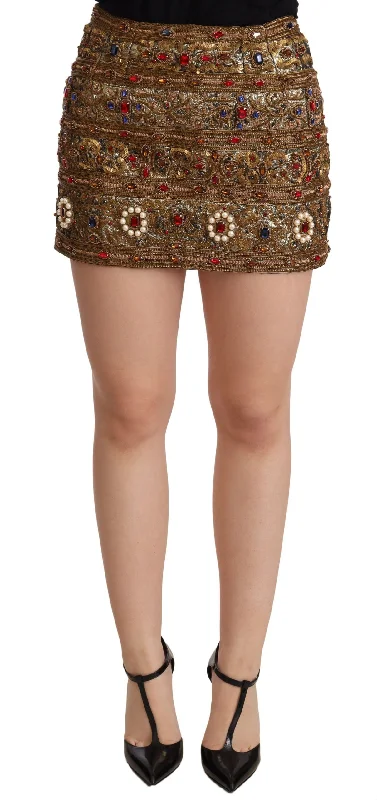 Capri Dresses for Playful -Dolce & Gabbana  Embellished High Waist Mini Women's Skirt