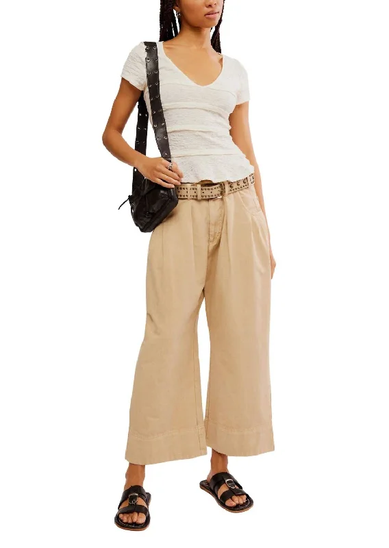 Tight trousers for women with cropped style and chic, modern finish -Sweet Talk Chino Pants In Croissant