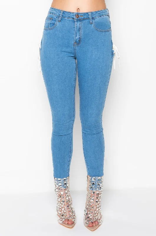 Denim Jeans for Durability -PEEK A BOO SKINNY JEANS