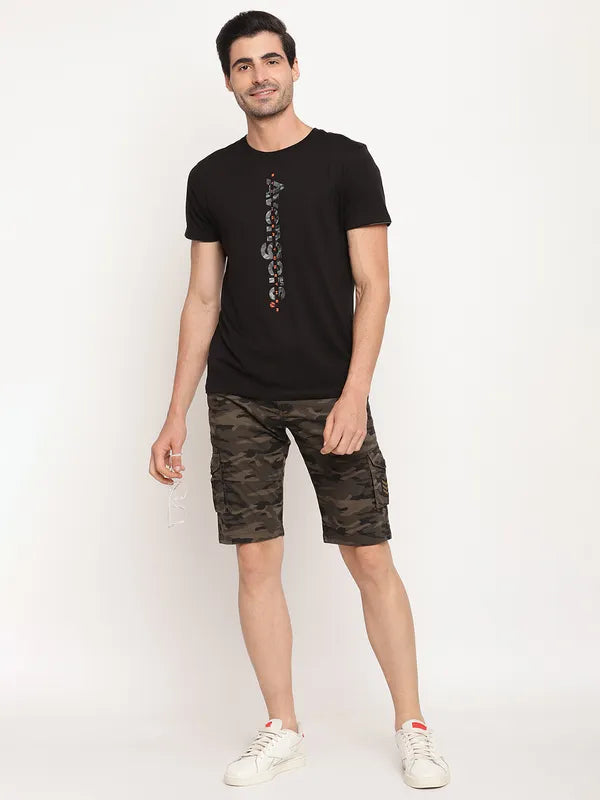 Trendy patterned shorts for women with floral prints for a chic summer look-Octave Men Olive Green Printed Shorts