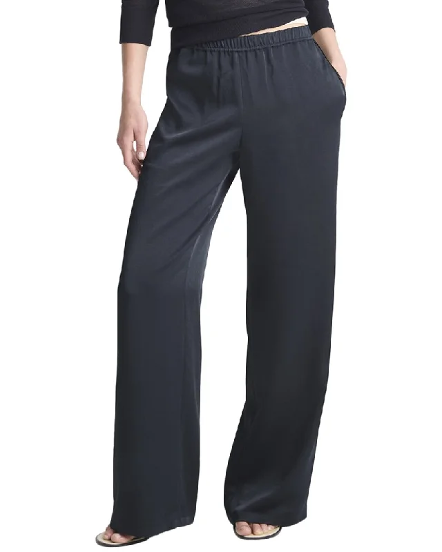 Stretch skinny tight trousers for women with full-length design and modern flair -Vince Mid Rise Side Strap Wide Leg Pant