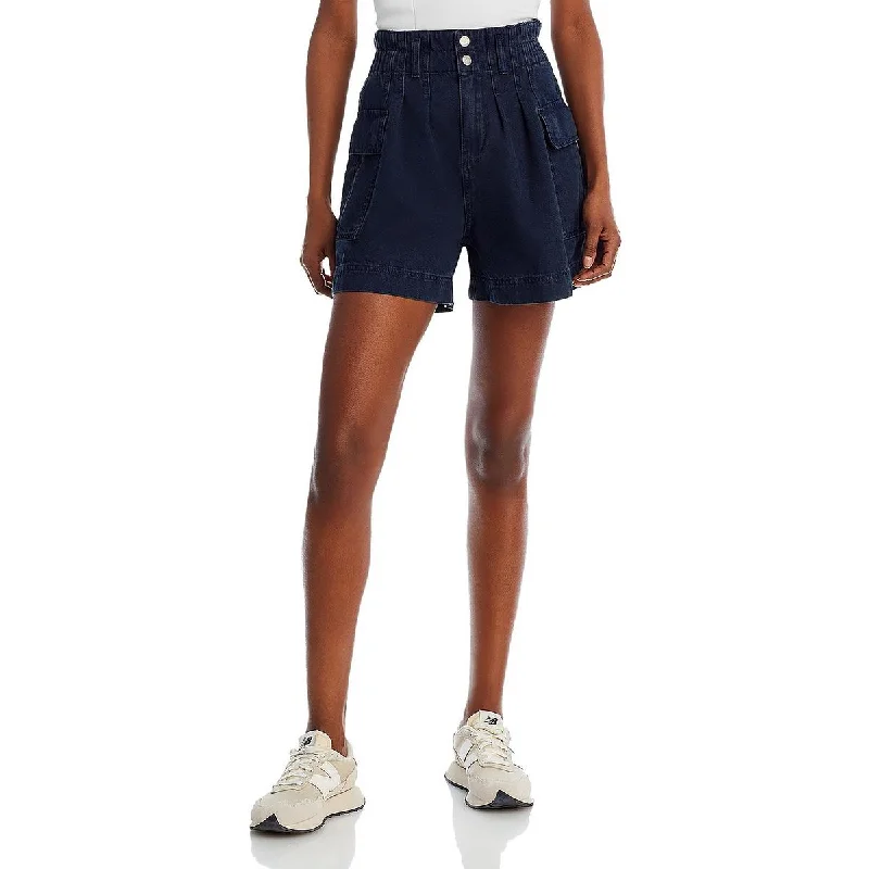 Comfortable fleece shorts for women with cozy lining for warmth on chilly days-[BLANKNYC] Womens Cotton Blend Utility High-Waist Shorts