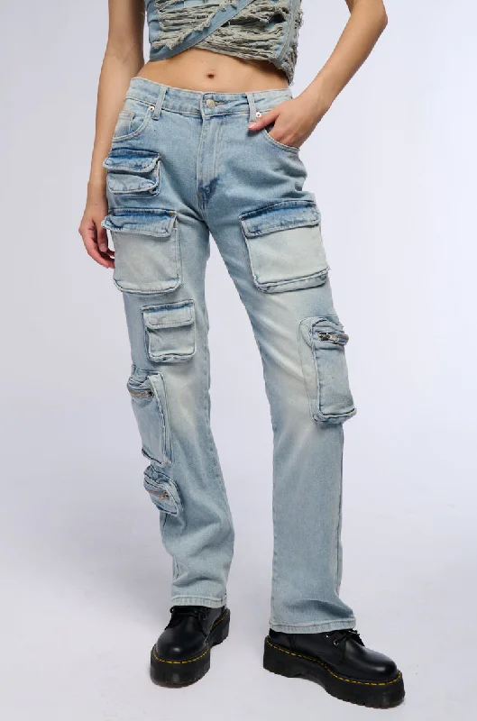 Colored Jeans for Variety -ALL OVER POCKET DETAIL RELAXED FIT JEANS