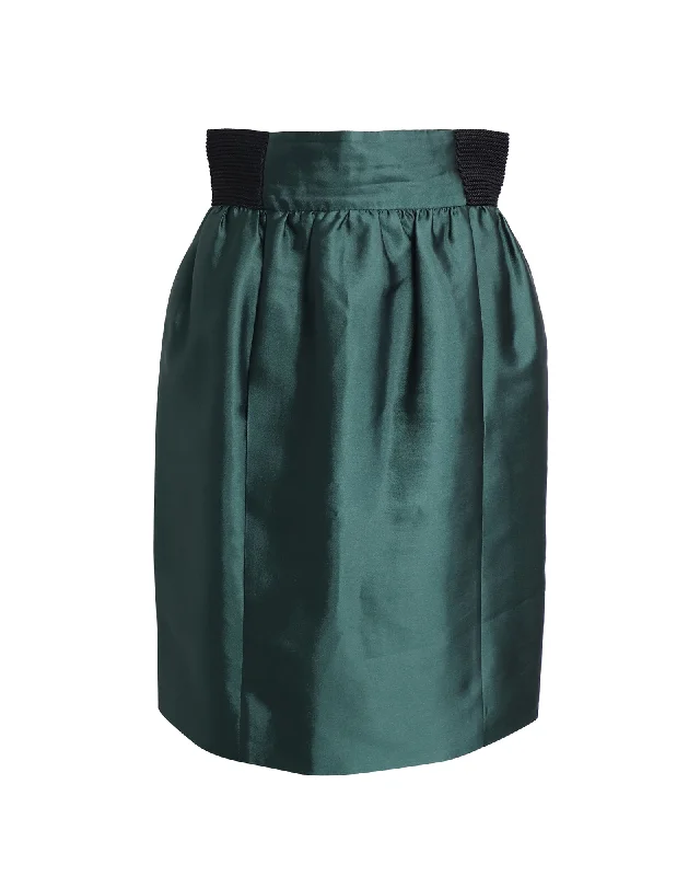 Gothic Dresses with Dark Tone -Alberta Ferretti Skirt in Green Silk