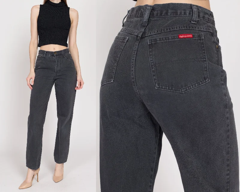 Yoga Jeans for Stretch -Small 90s Faded Black High Waisted Jeans 27"