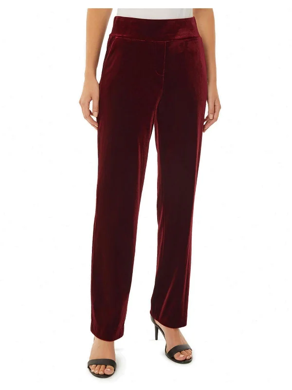 Elegant tight trousers for women with sleek design and tailored for a perfect fit -Womens Velour Pull on Straight Leg Pants