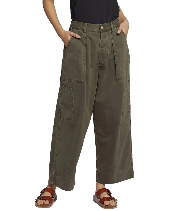 Tailored stretch tight trousers for women with comfortable waistband and flattering design -Current/Elliott The Spectrum Basil Crop Wide Leg Jean