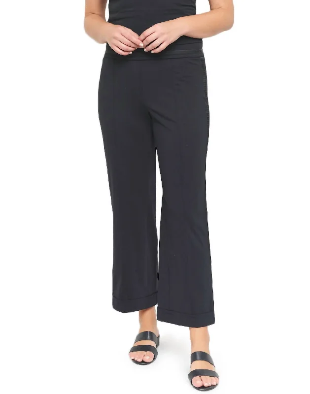 Loose-fit tight trousers for women with high waist and casual, comfortable style -Ponte Cropped Pant In Black