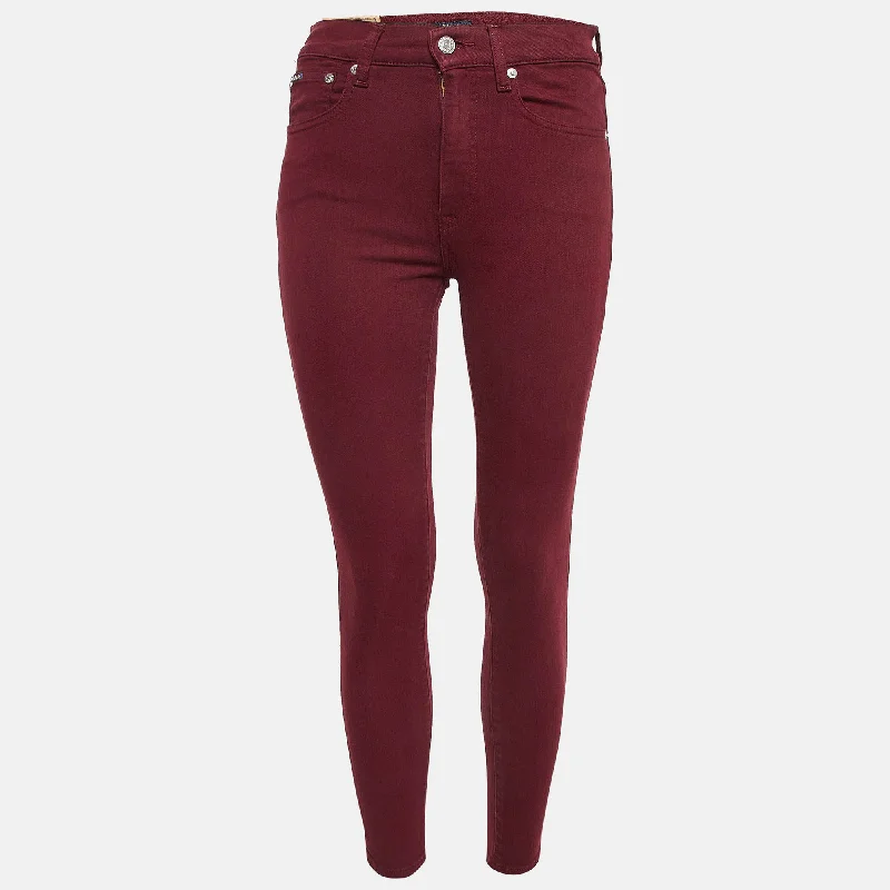 Formal tight trousers for women with sharp crease and sophisticated tailoring -Polo Ralph Lauren Burgundy Denim