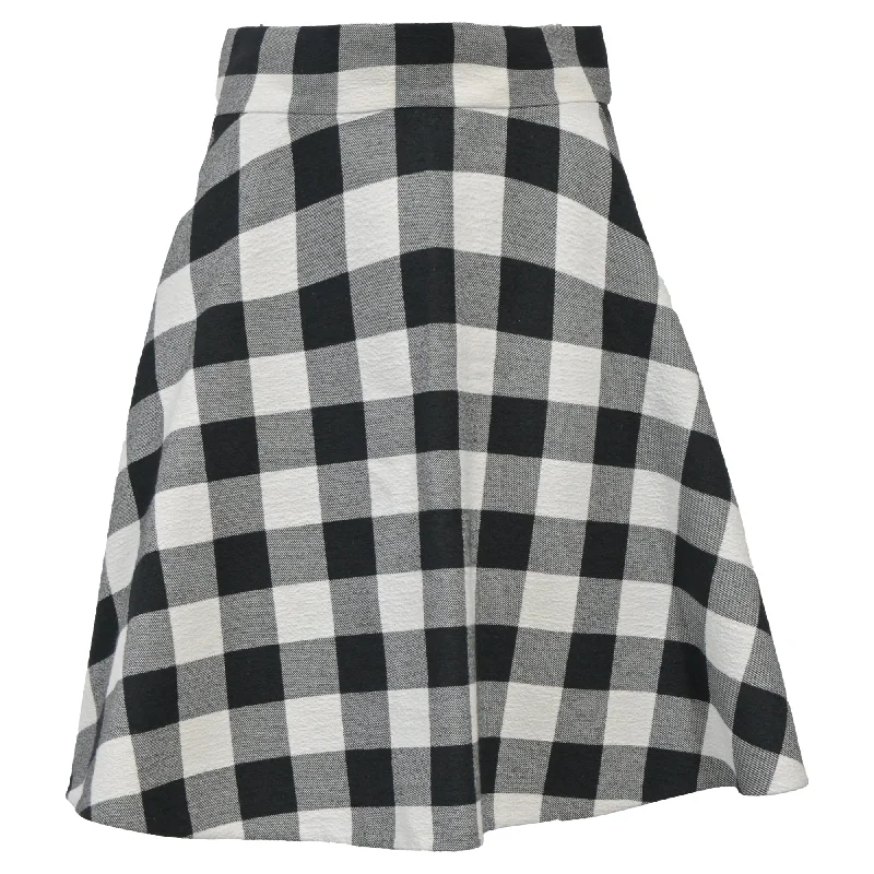 Party Dresses for Celebration -Dolce & Gabbana Mini Checkered Print A-Line Skirt in Multicolor Wool