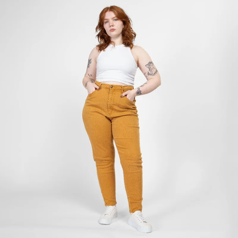 Cropped Jeans for Summer Look -Large 80s Mustard Yellow High Waisted Skinny Jeans 32"-34"