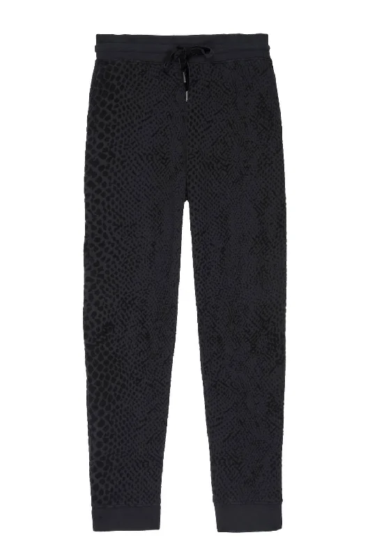 High-waisted tight trousers for women with belt loops for added style -Womens Oakland Flocked Sweatpants In Black Cobra