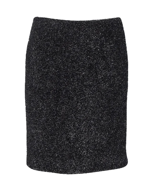 Sequined Dresses for Sparkle -Simone Rocha Metallic Knit Mini Skirt in Black Recycled Wool